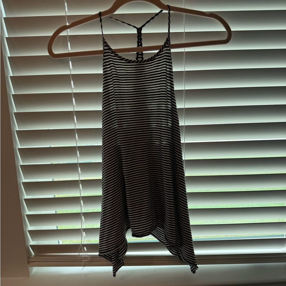 Hollister Black and White Striped Tank Top